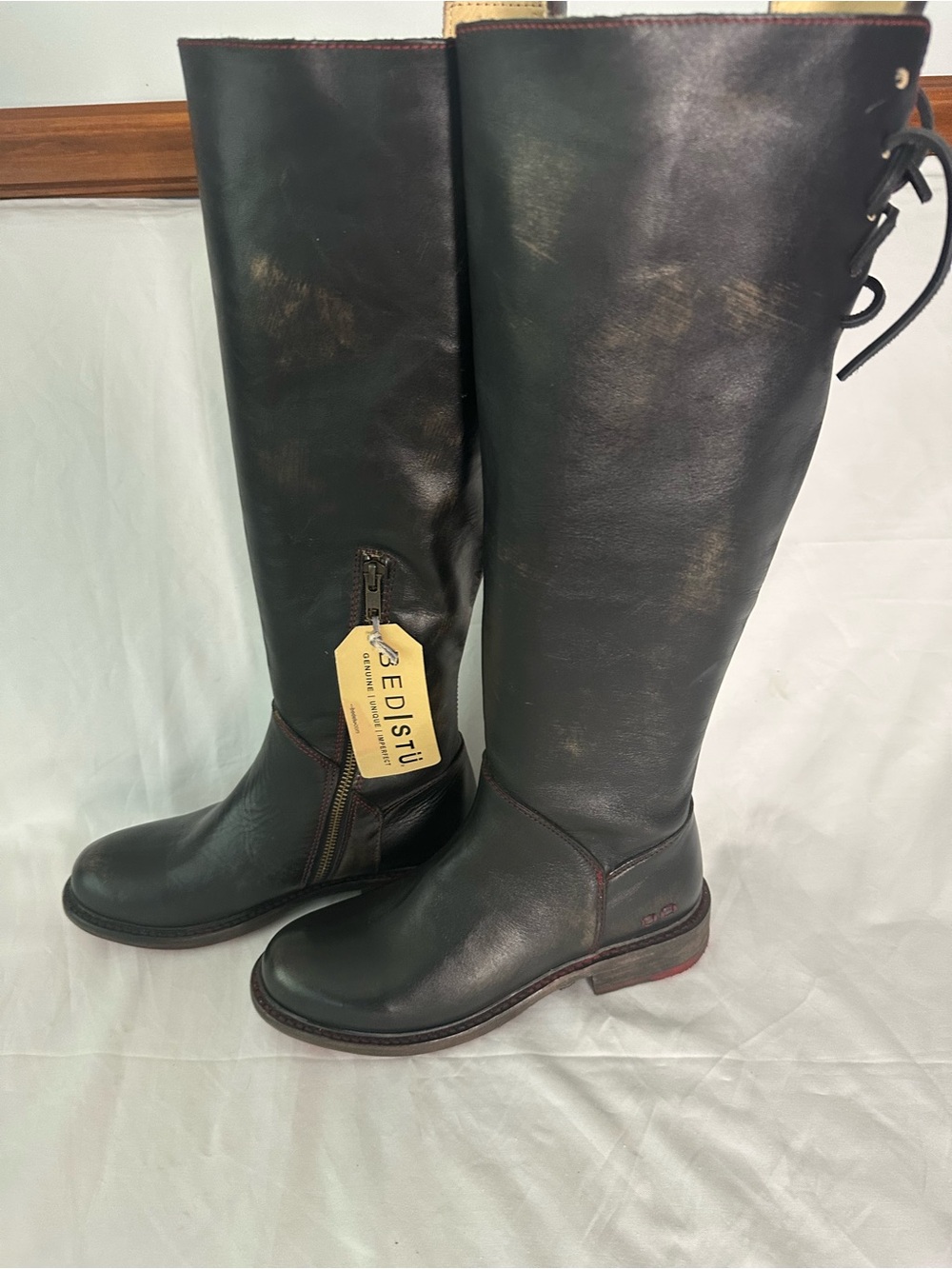 Bed|Stu Black Leather Tall Boots NWT Women’s Size 6.5 Made in Mexico No Box